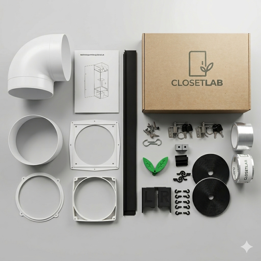 Verwandeln Sie Ihren Schrank in ein hochmodernes Pflanzen-Ökosystem. Der CLOSETLAB Uno Bausatz liefert Ihnen alle präzise gefertigten Bauteile – von modularen 3D-Druck-Halterungen bis hin zur intelligenten Lichtlabyrinth-Lüftung, um maximale Diskretion und kompromissloses Stealth-Design in Ihrem Zuhause zu realisieren.