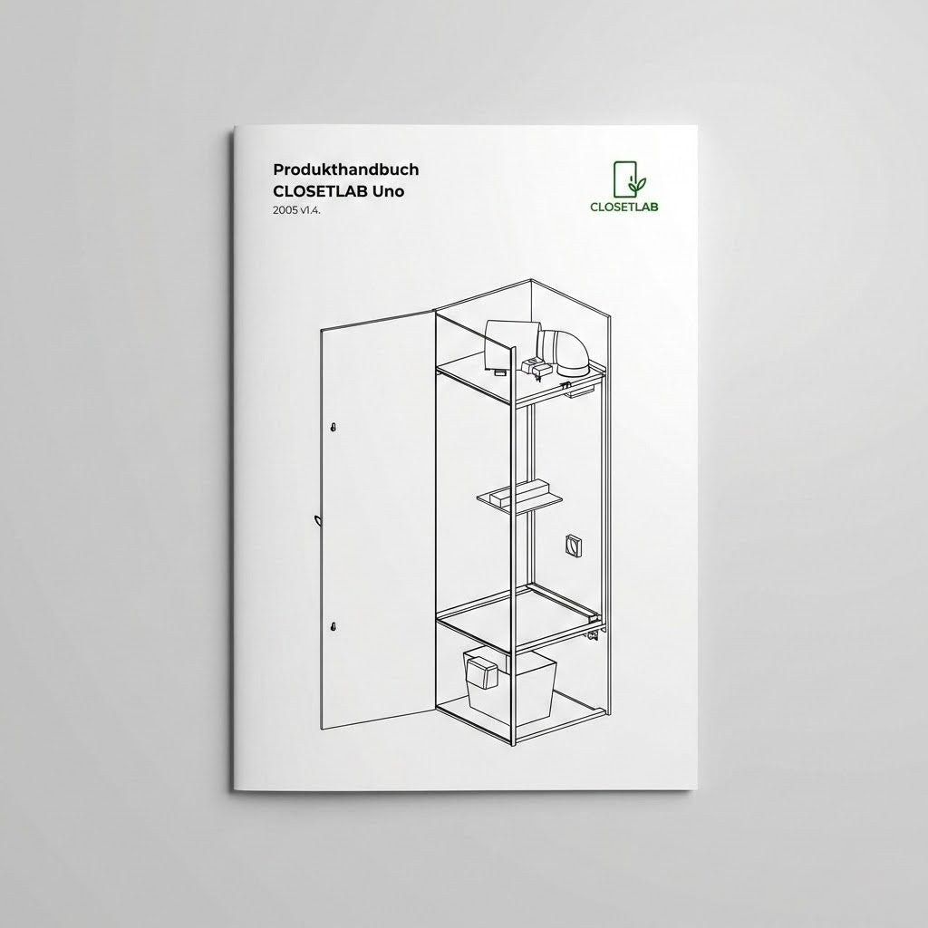 Starten Sie Ihr Indoor-Gardening-Erlebnis mit absoluter Präzision. Das umfassende CLOSETLAB Uno Produkthandbuch begleitet Sie Schritt für Schritt durch die Montage Ihres Systems und erläutert die intelligente Integration unserer Ingenieurskunst – für eine erfolgreiche Inbetriebnahme und maximale Autarkie in Ihrem Zuhause